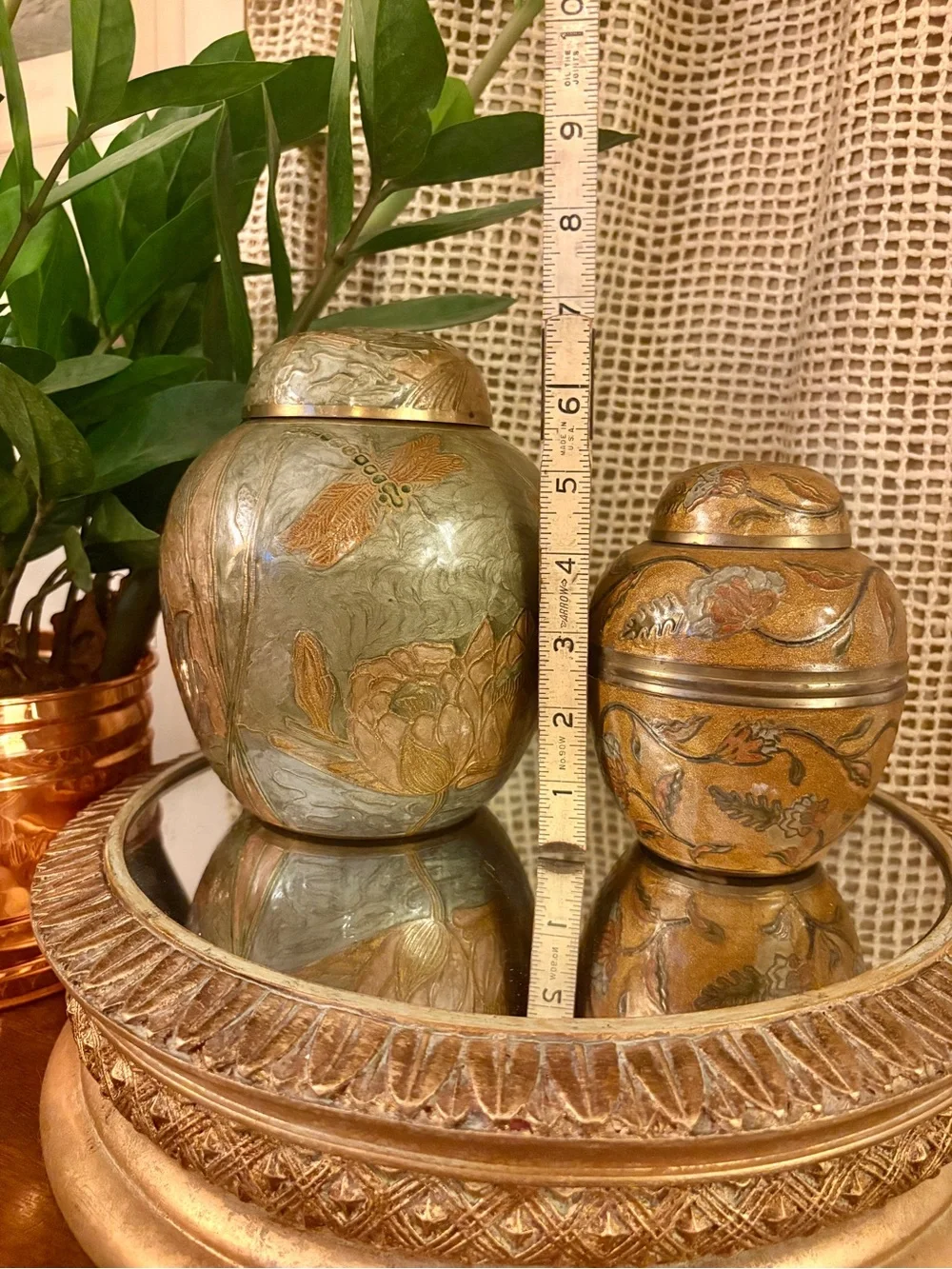 Pair of Vintage Hand-Painted Cloisonné Ginger Jars